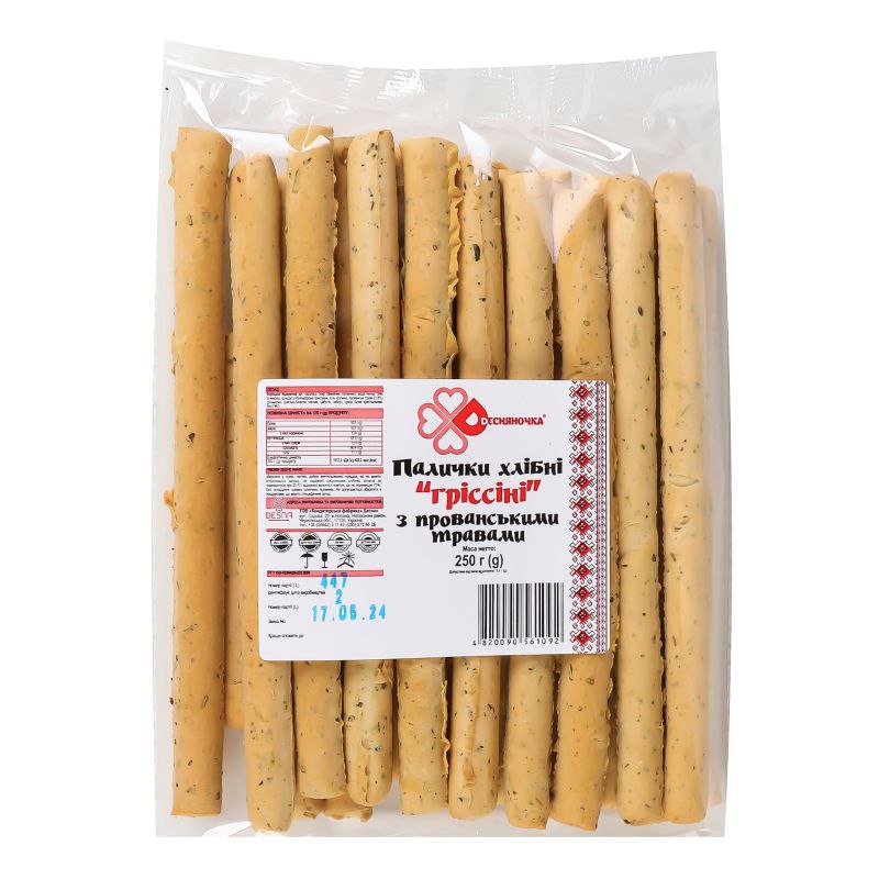 Палички хлібні Гріссіні з прованськими травамиі Десняночка 250г